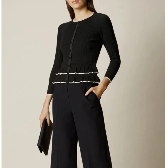 KAREN MILLEN Ruffled Hem Knit Cardigan - Picture 2 of 7